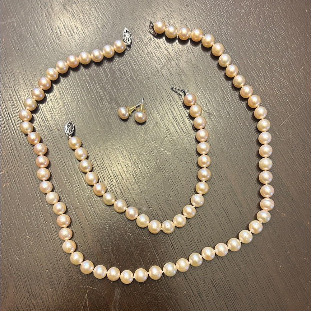 Pink Pearl Necklace Set